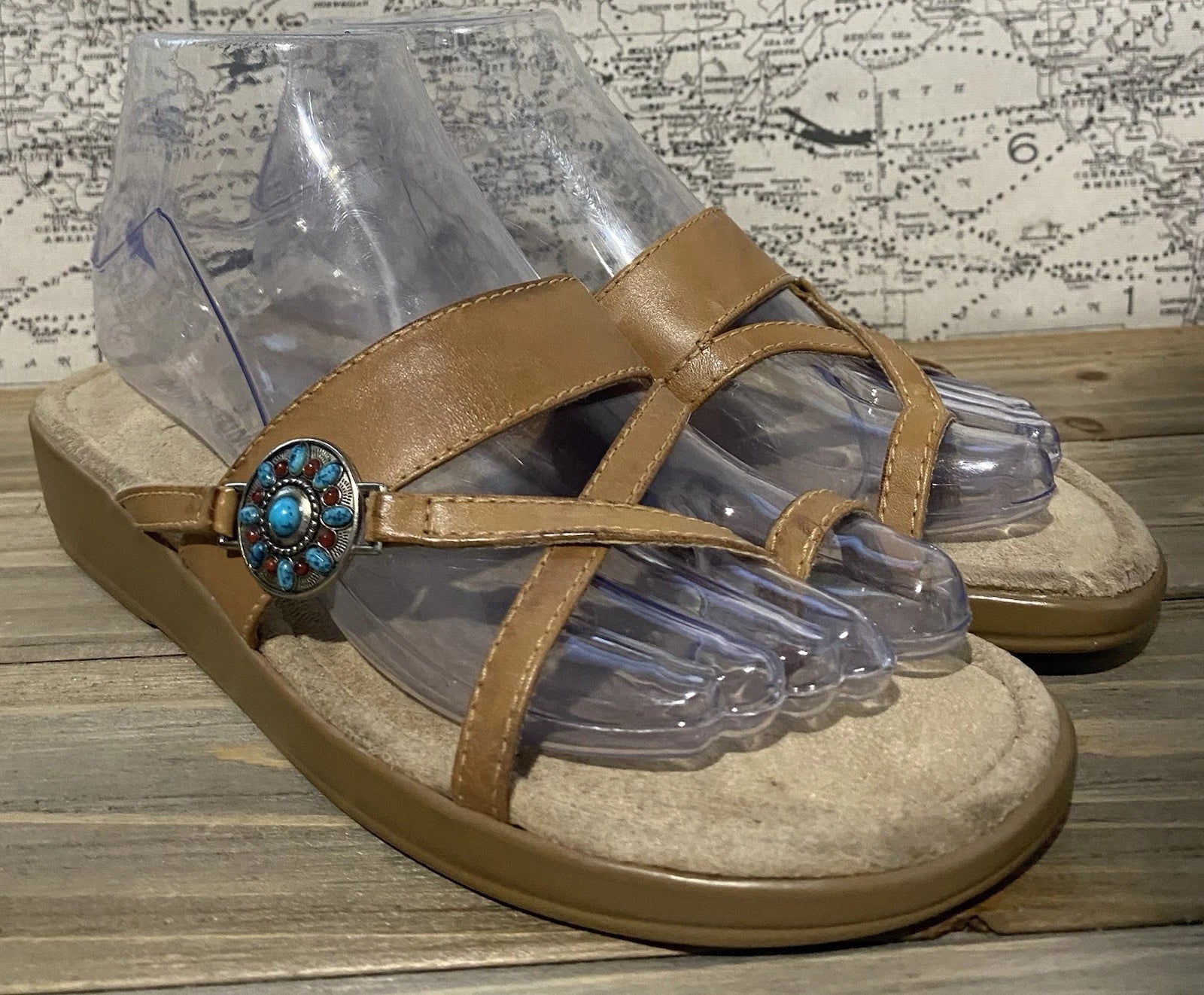 Minnetonka Brown Leather Sandals Size 6 Womens Comfort City Summer
