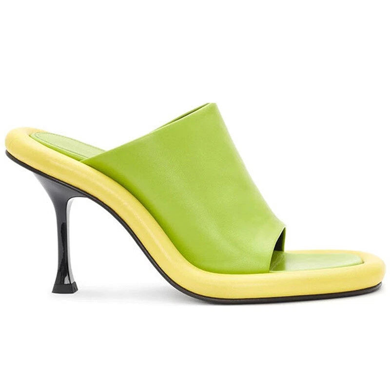 Summer Women's High Spool Heel Mules Dress Slides Slippers Party Sandals Fashion