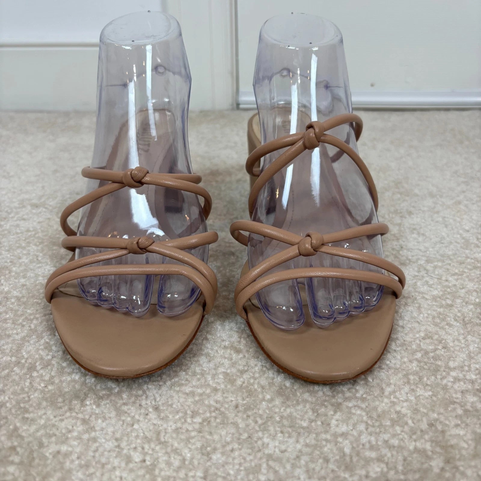 Schutz Princey Strappy Block Heel Slide Sandals Leather Size 9