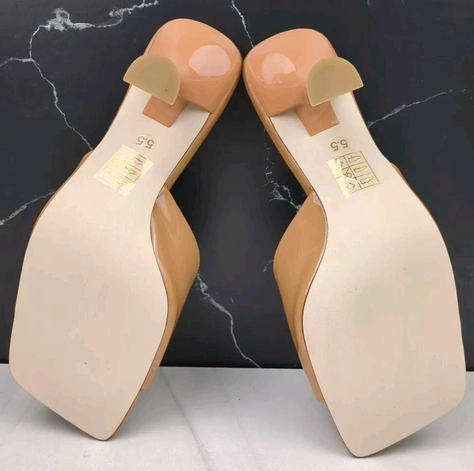 Jeffrey Campbell Mr-Big Slide Sandal in Dark Nude Patent, Size 5.5