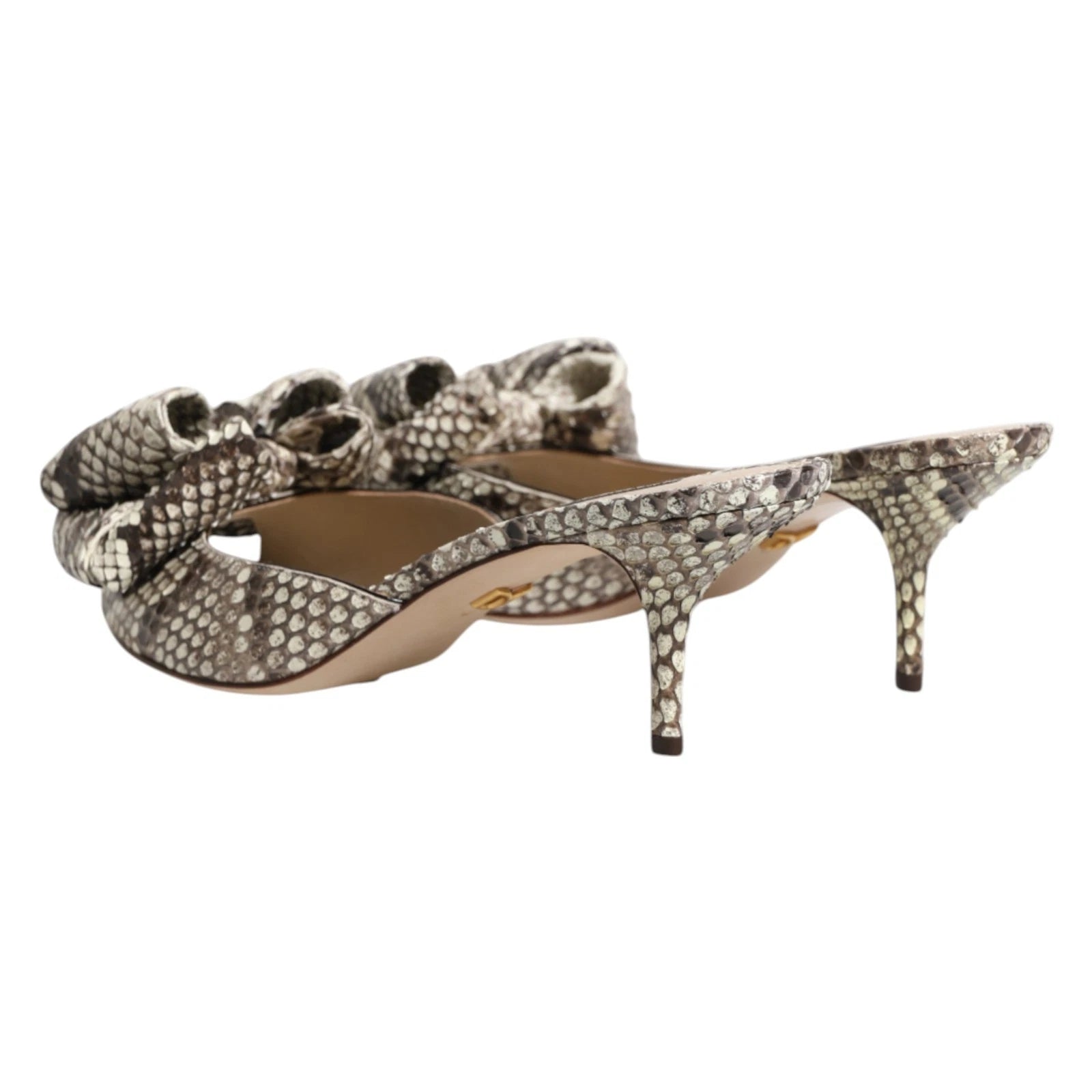 DOLCE & GABBANA Shoes Multicolor Keira Bow Leather Peep Toe Mules EU39 / US8.5