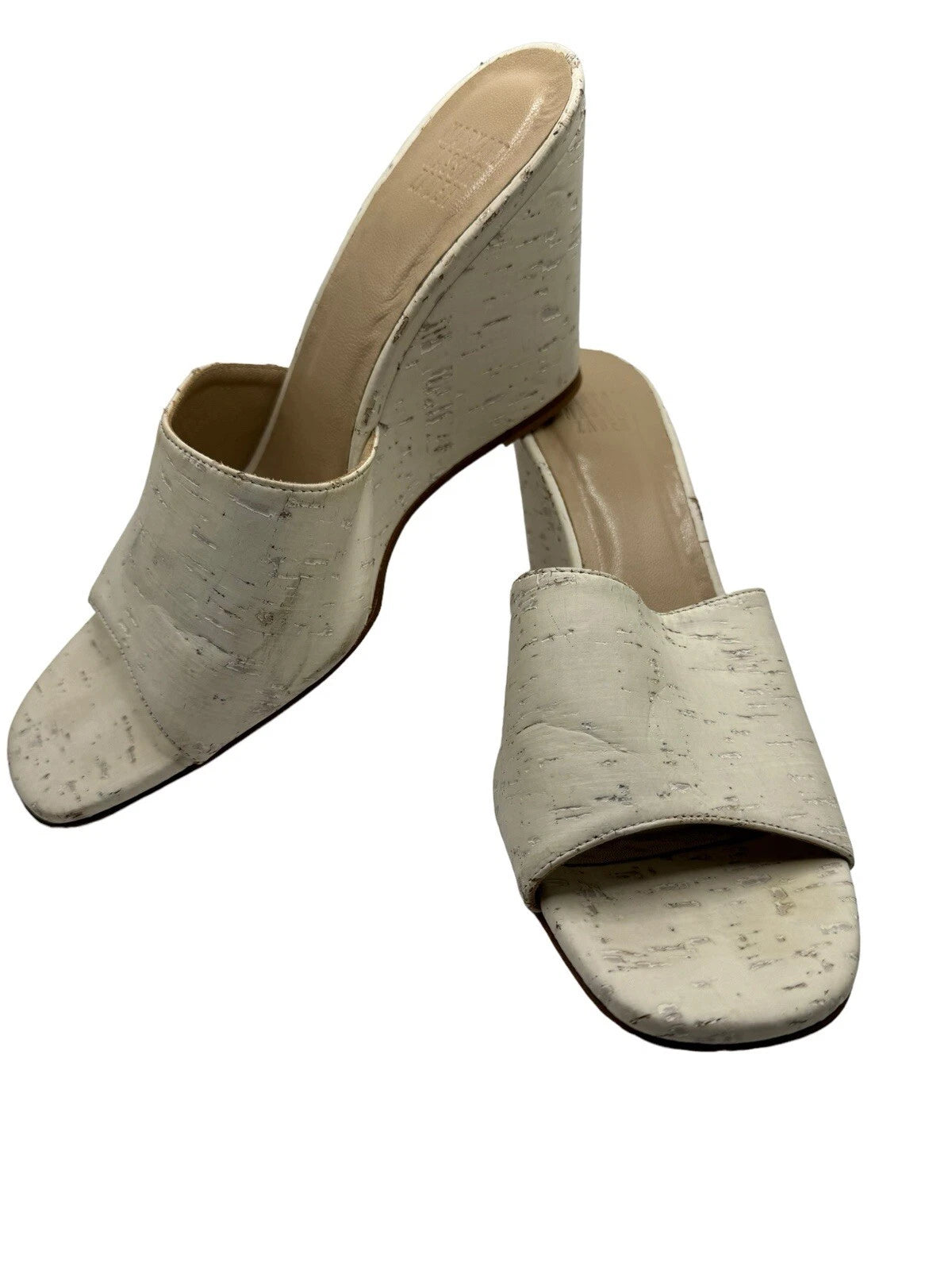 Maryam Nassir Zadeh Wedge Heel Slip On Sandal Burch White EU Size 37.5 US Size 7