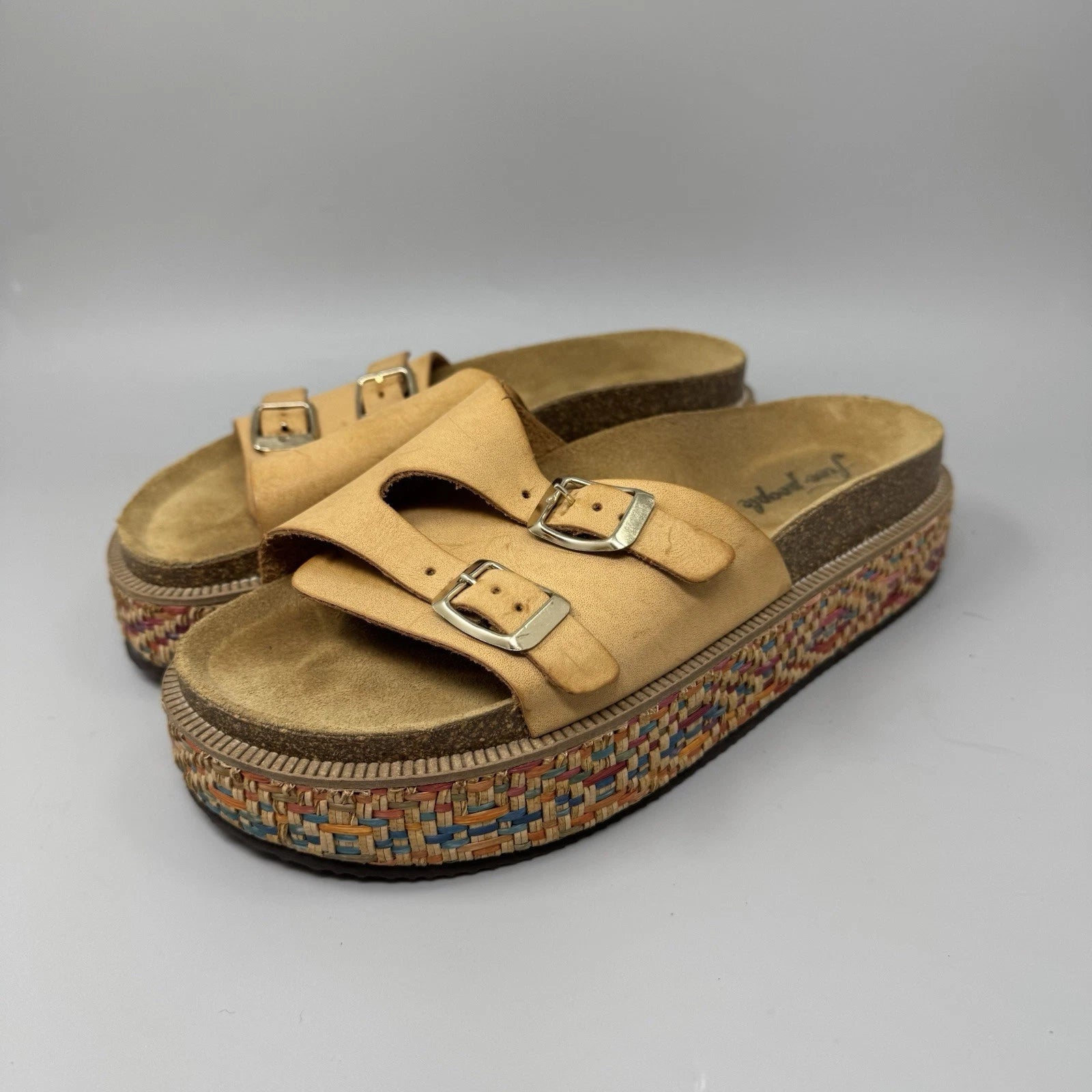 FREE PEOPLE Caravelle Cork Footbed Platform Sandal Boho Shoes Brown Size 8