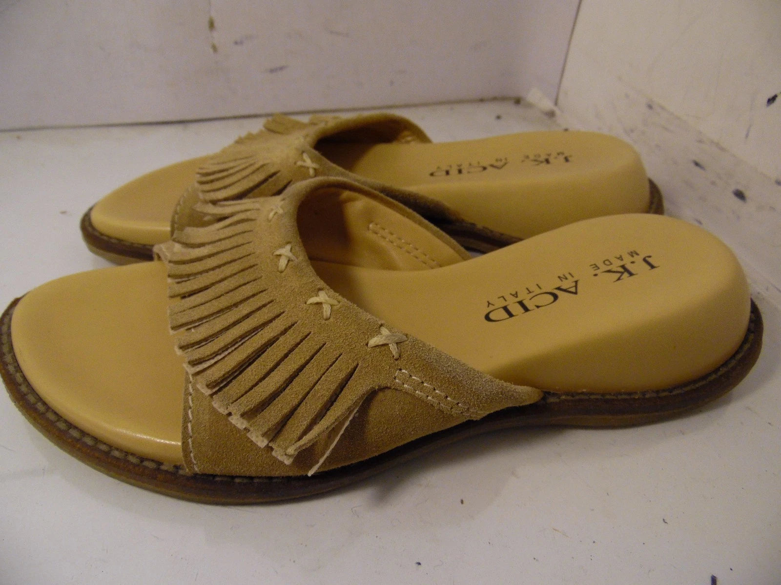 J.K. J K Acid Brown Fashion Slides Sandals Shoes size 8