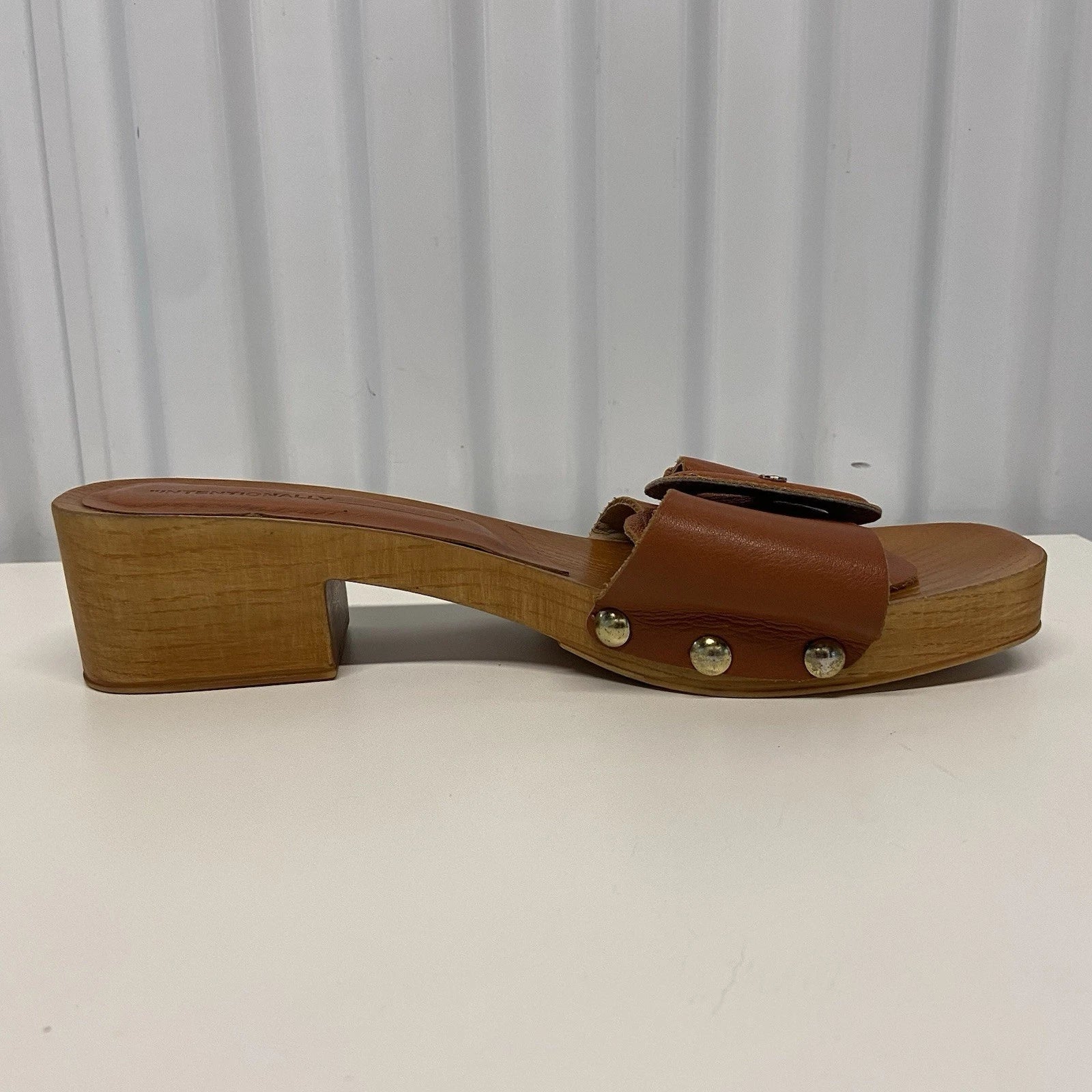 Intentionally Blank Marc Clog Canyon Wooden Heel Slip On Sandals Womens 38/8