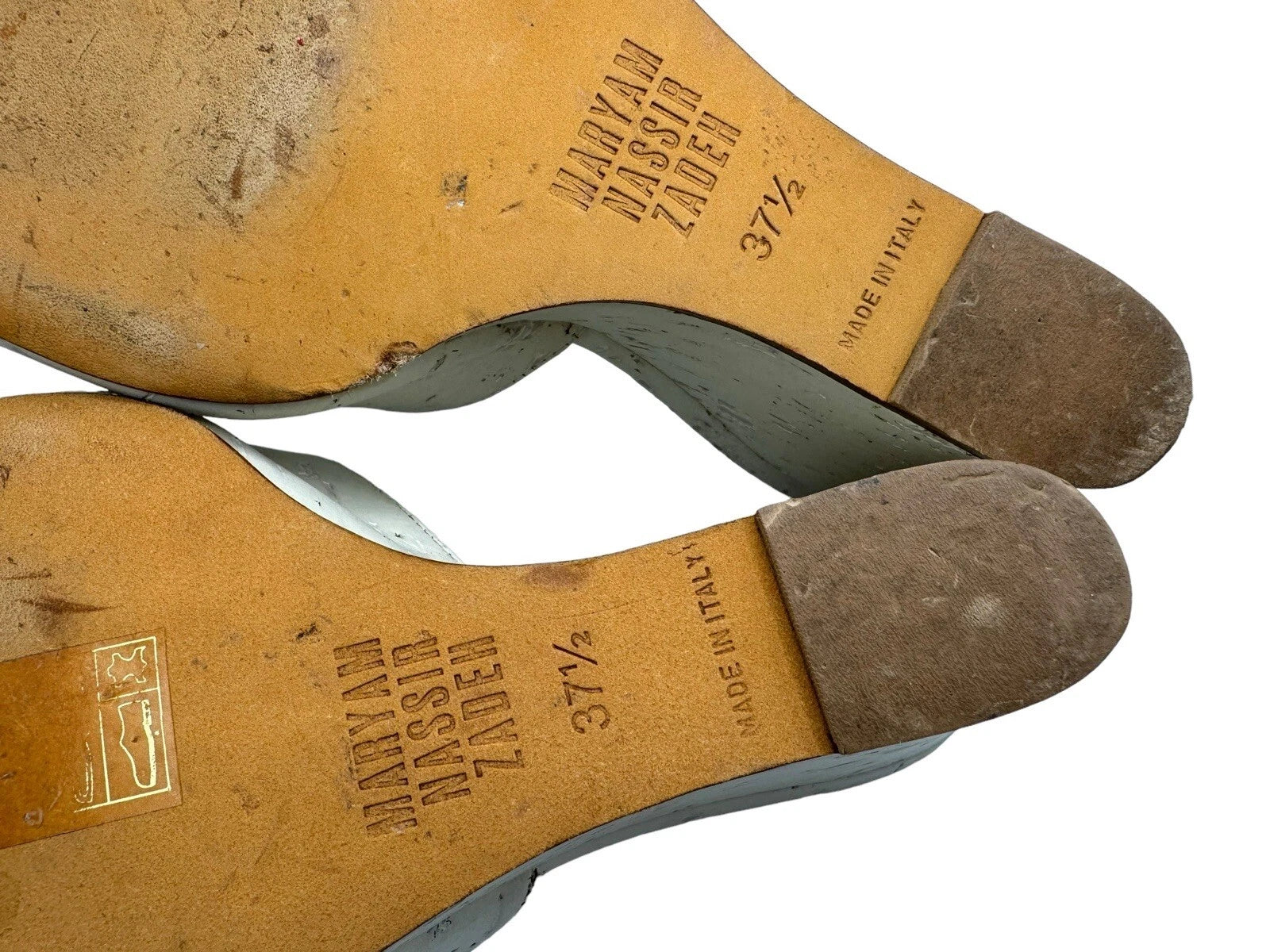 Maryam Nassir Zadeh Wedge Heel Slip On Sandal Burch White EU Size 37.5 US Size 7