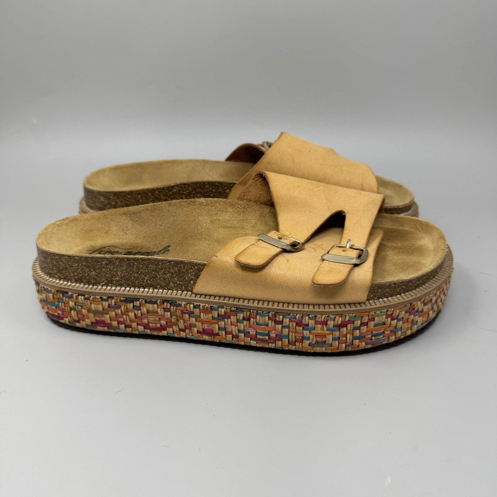 FREE PEOPLE Caravelle Cork Footbed Platform Sandal Boho Shoes Brown Size 8