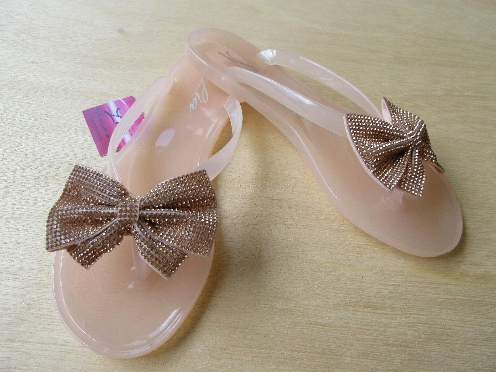 Lia Skin Jelly Flip Flop Sandal With Bow LIS 4029W Style Shiny Various Sizes