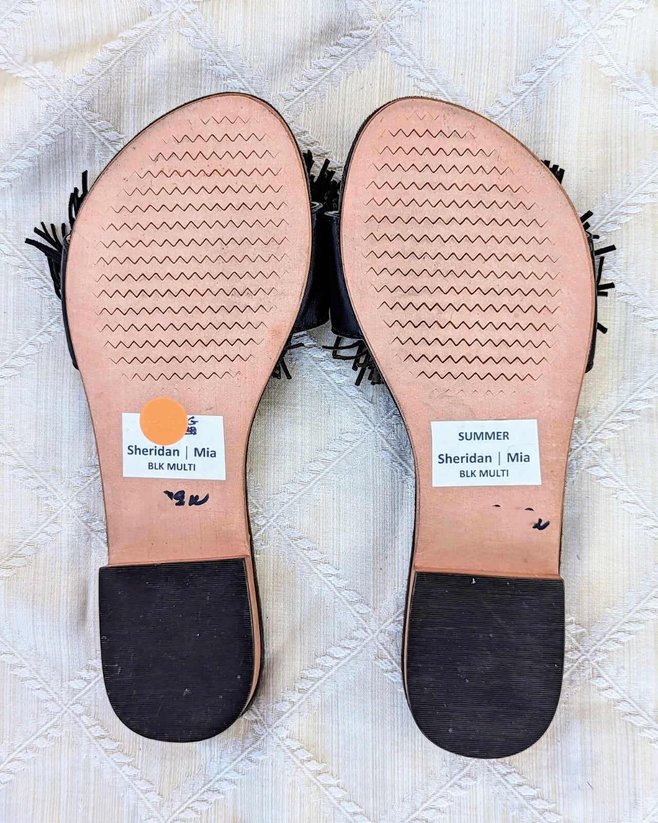 NEW SHERIDAN MIA SUMMER Gray Suede Tassel Fringe POM POM Slide Sandals Wms Sz 37