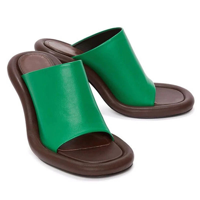 Summer Women's High Spool Heel Mules Dress Slides Slippers Party Sandals Fashion