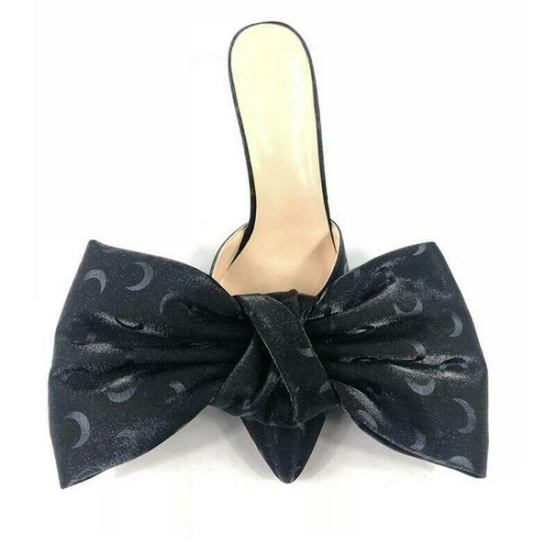 Fashion Womens Pointy Toe Big Bowknot Mules High Stiletto Heel Slippers Party