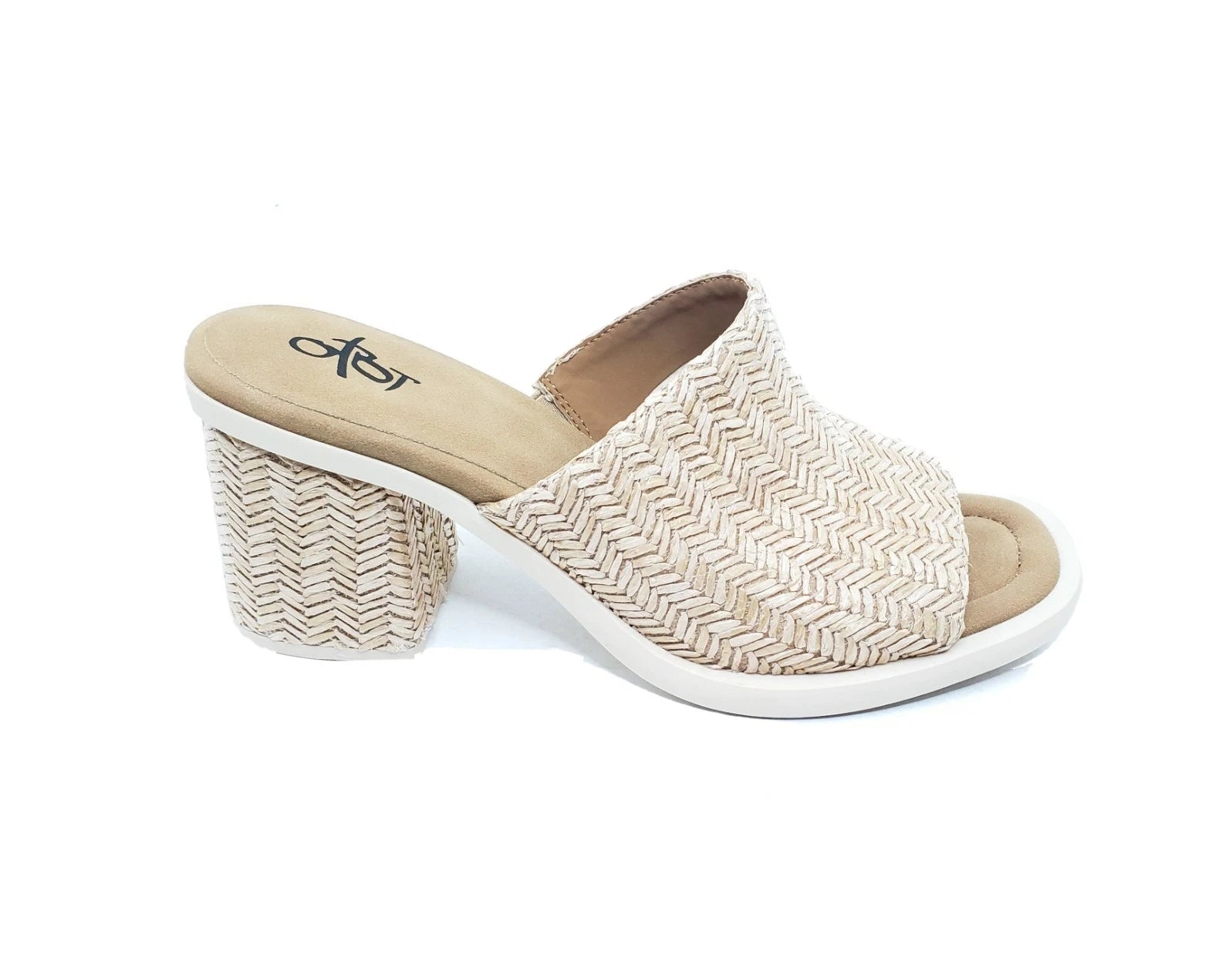 Bravura Woven Slide Sandals Natural Raffia Block Heel Womens Size 10M