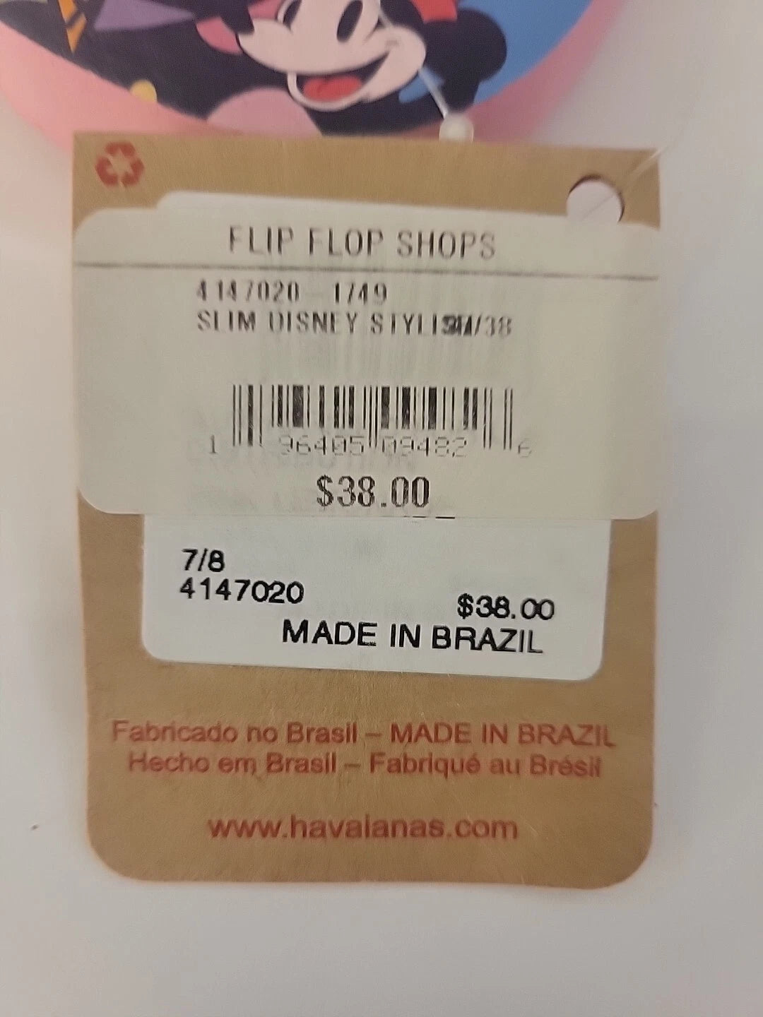 Havaianas Slim Disney Style Flip-Flops Womens Size 7- New