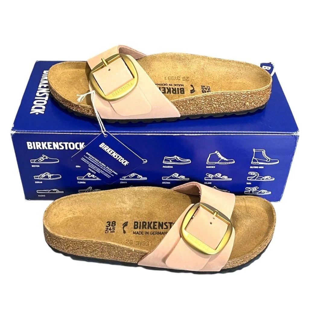 Birkenstock Madrid Big Buckle Women's Pink Leather Slide Sandals 7 Slip On
