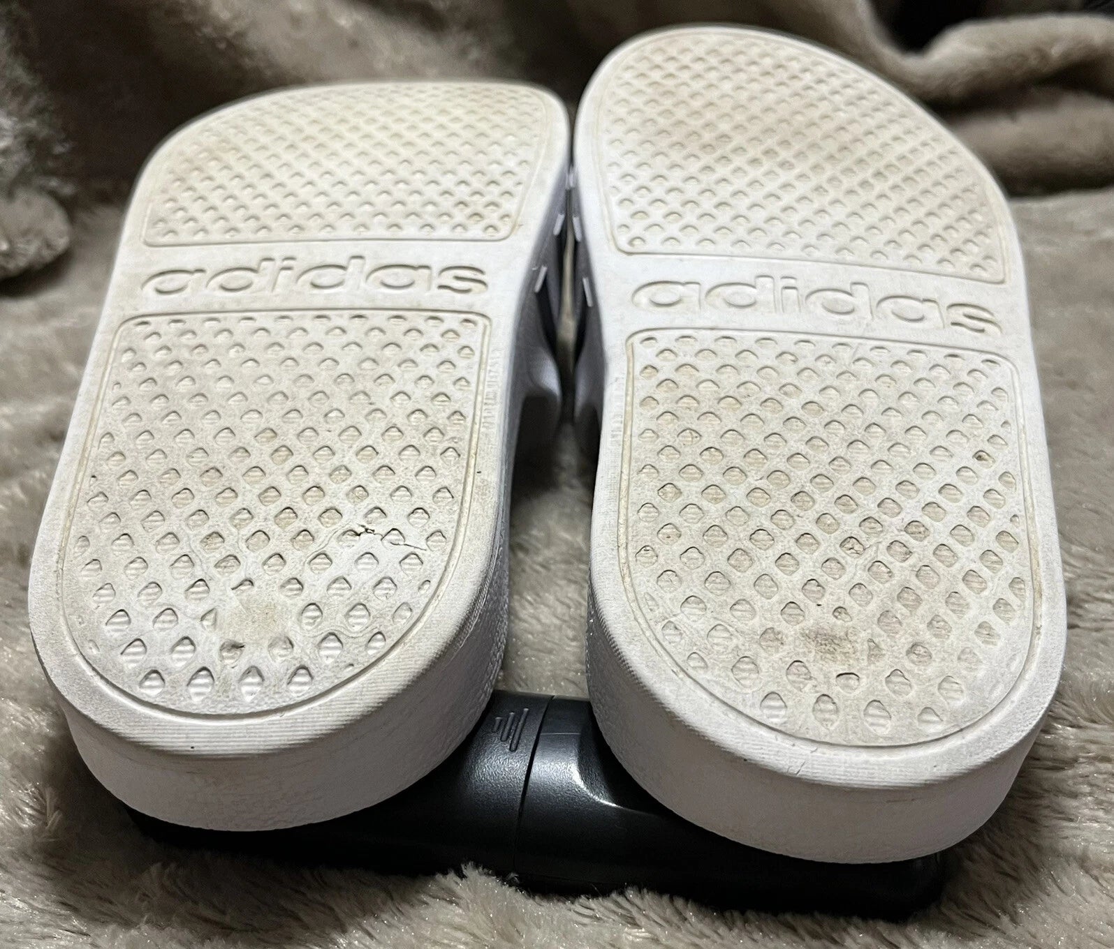 Adidas Adilette Aqua Slides Sandals White/Black Waterproof  - Womens Size 10 VGC