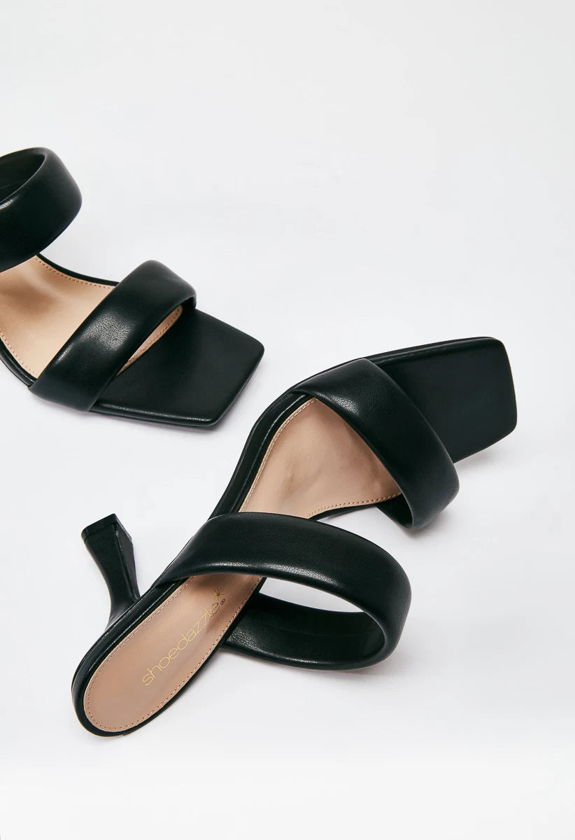 ShoeDazzle Women's Amora Heeled Sandal, Style#HD2354776, Size 7, Black Caviar