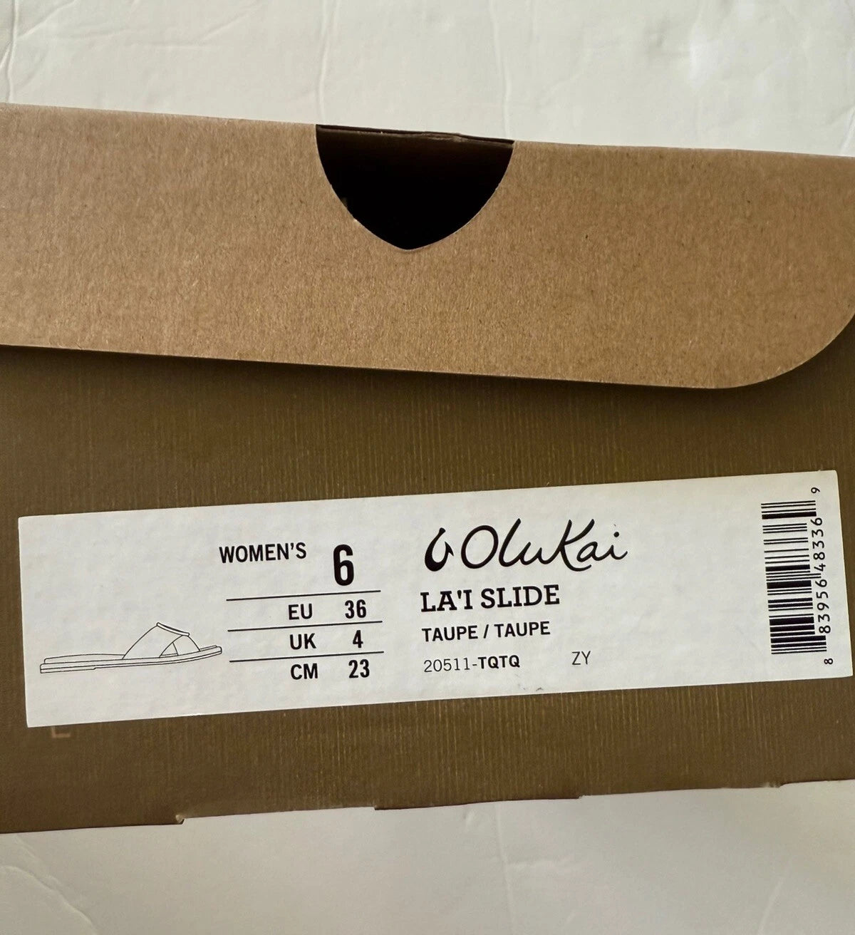 Olukai La’i Taupe Criss Cross Tortiose Shell Buckle Comfort Slide Sandals Size 6