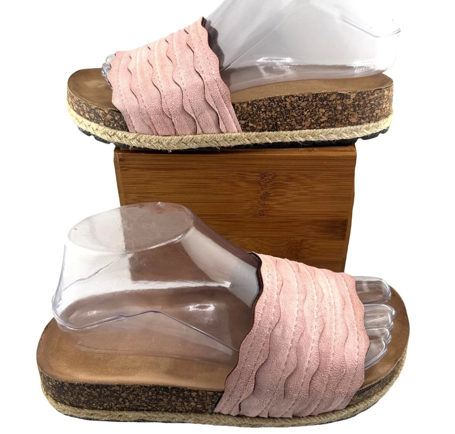Clarkes Fiana Coast Espadrille Slide Sandals Blush Pink Womens Size 8 Chic Comfy