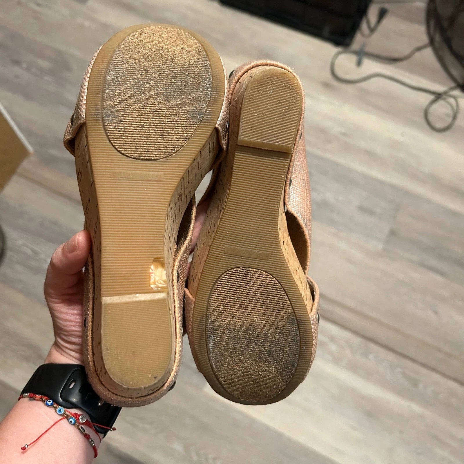 Lucky Brand Wedge Sandals Cork Platform Criss Cross Slides Shoes Size 7