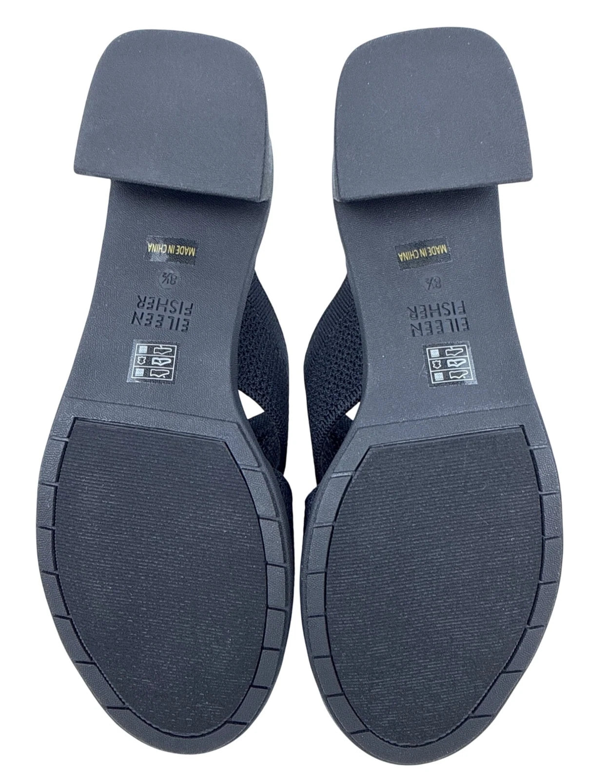 Eileen Fisher Womens Naja Stretch Knit Block Heel Slide Sandals 8.5 M Black