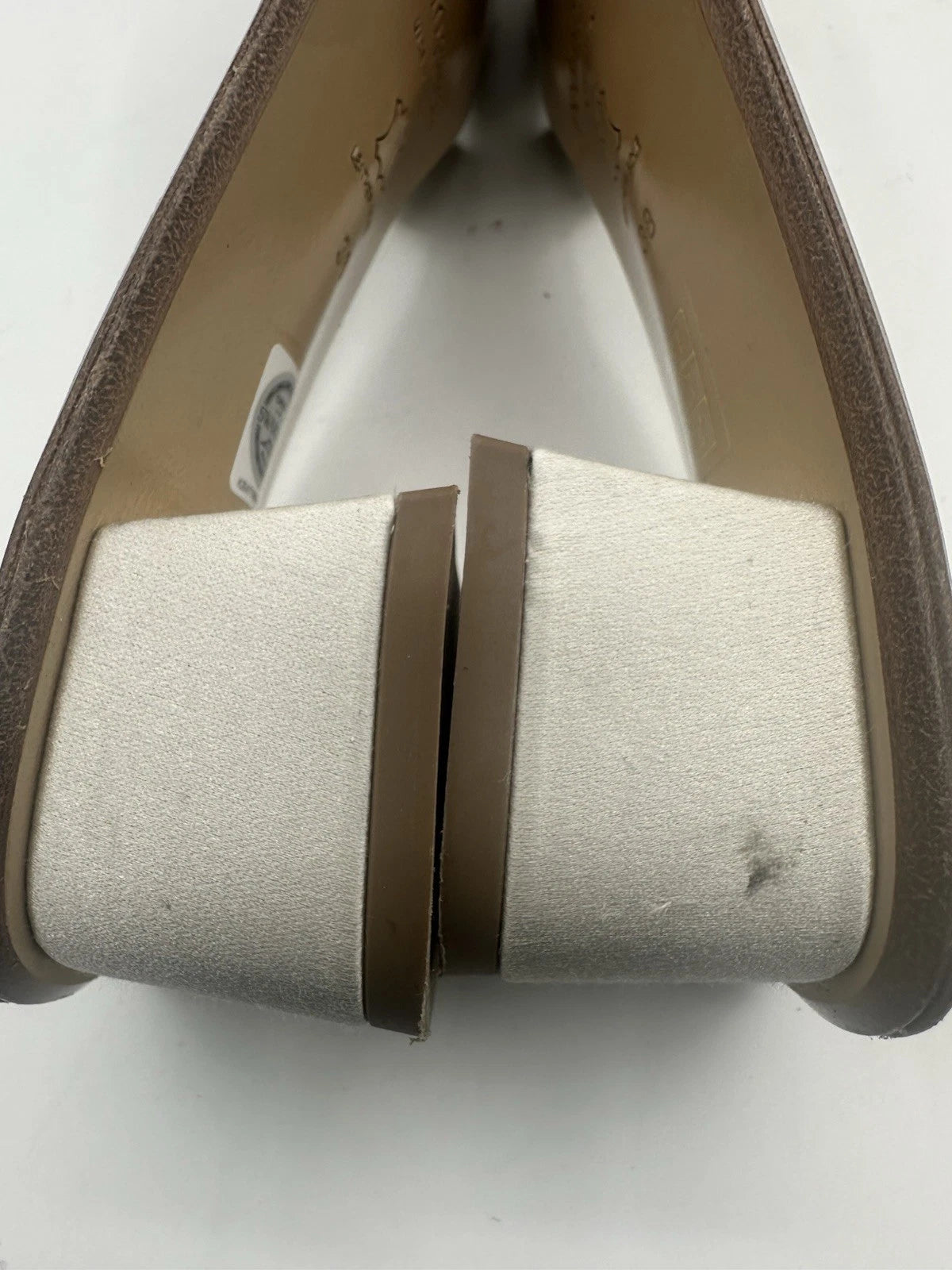 Pedro Garcia Light Gray Satin Swarovski Strap Slide Low-Heel Sandal Women Sz 38