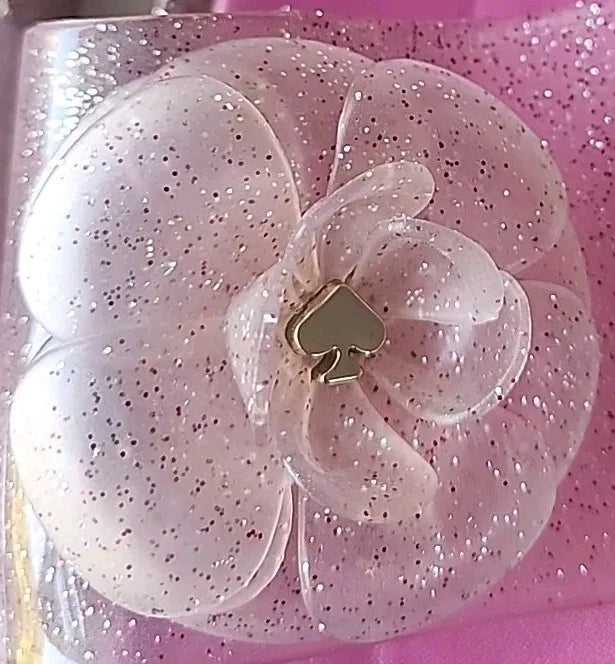 Kate Spade Splash Women's Size 9 Front Flower Glitter Jelly Slide Sandals Shoes