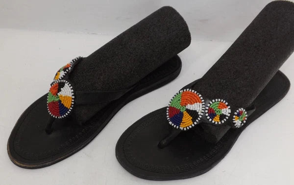 Maasai African style beaded sandals thongs flip flops - size 39