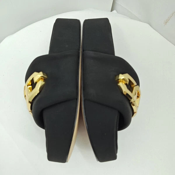 GOOD AMERICAN Chain Platform Slide Neoprene Black Size 8 Fashion Cute Sandals