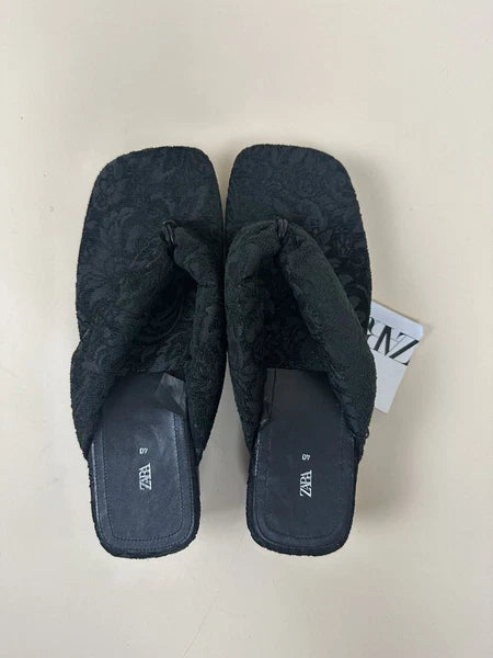 Zara Platform Slide Sandal - Black With Lace - US 9 - Style: 1390/210/800