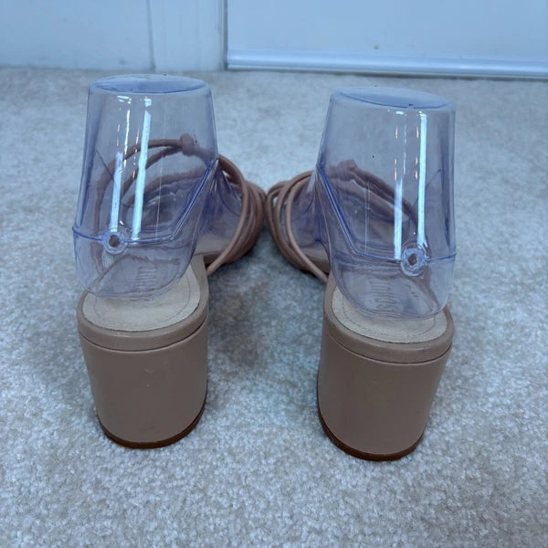 Schutz Princey Strappy Block Heel Slide Sandals Leather Size 9