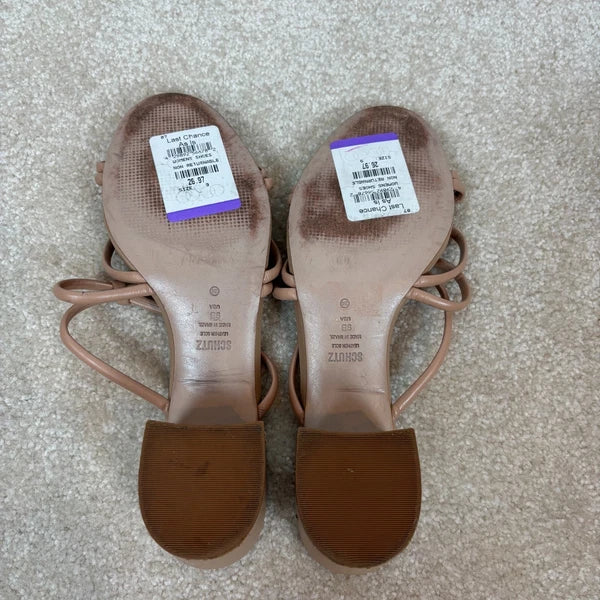 Schutz Princey Strappy Block Heel Slide Sandals Leather Size 9