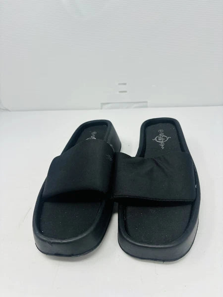 Sole Mates Black Slip On Platform Wedge Slides Sandals Womens Size 7
