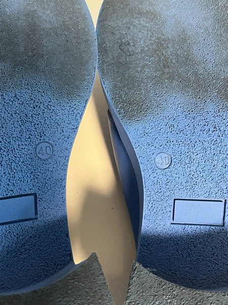 Bueno Leather Heeled Slide Sandals Milan style color blue EU40 US9.5 est 70s mod