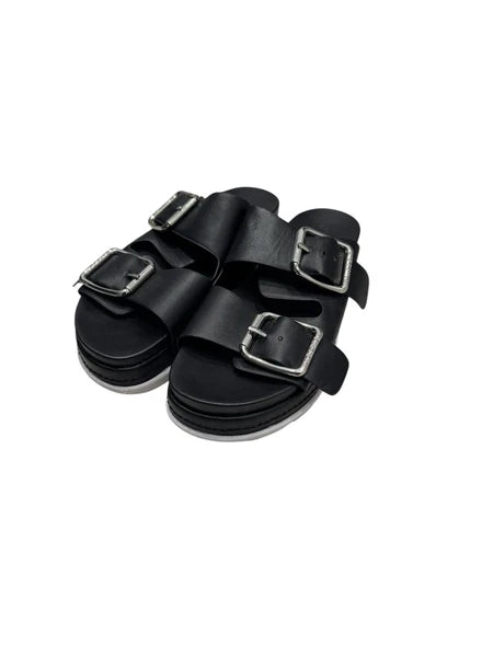 J Slides NYC Black Platform Double Strap Slide Sandals Womens Size 6M