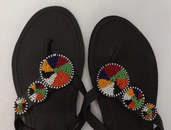 Maasai African style beaded sandals thongs flip flops - size 39