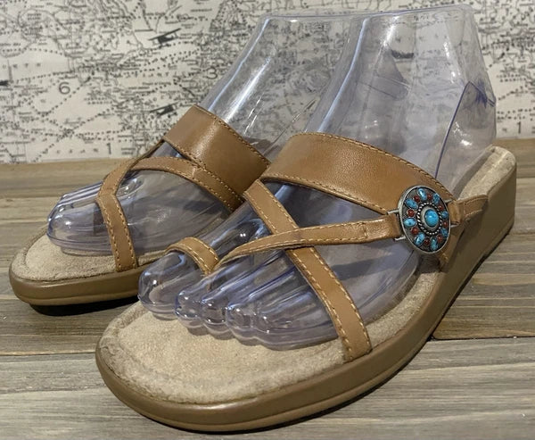 Minnetonka Brown Leather Sandals Size 6 Womens Comfort City Summer