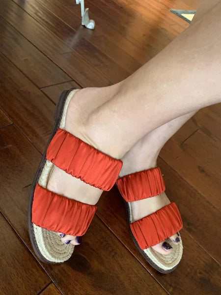 NEW MERCEDES CASTILLO Marcela Red Satin Spadrillers Sandal, Women Size 39/US 9M