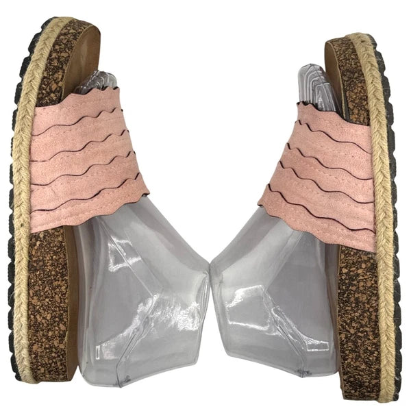 Clarkes Fiana Coast Espadrille Slide Sandals Blush Pink Womens Size 8 Chic Comfy