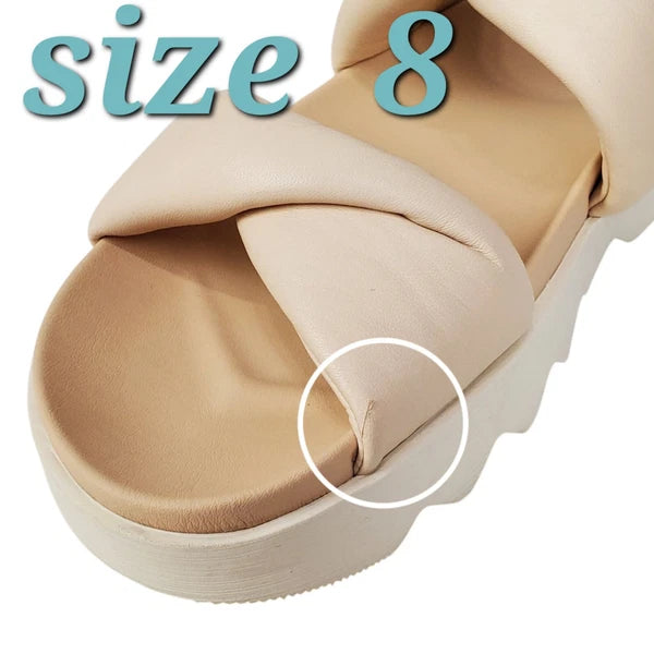 Sorel viibe puff twist platform sandals blush leather slip on double strap comfy