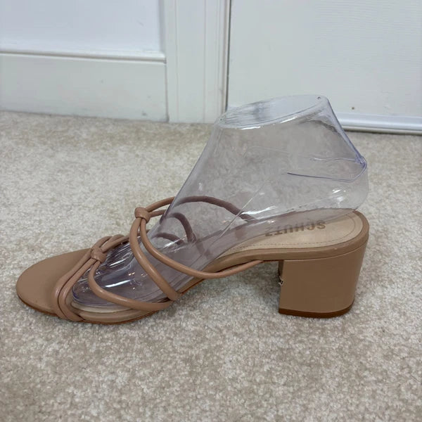 Schutz Princey Strappy Block Heel Slide Sandals Leather Size 9