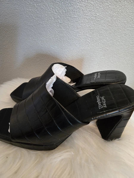 Jeffrey Campbell Women’s Sz 7 Black Leather Caviar Platform Slide  Ret $139.95