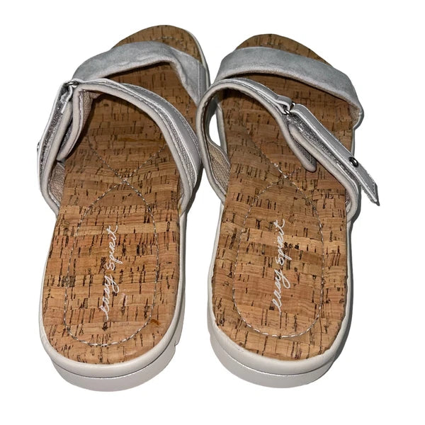 Easy Spirit Sandals Blue or  Silver Slides Cork Adjustable Lightweight Nautical