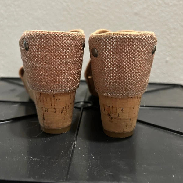 Lucky Brand Wedge Sandals Cork Platform Criss Cross Slides Shoes Size 7