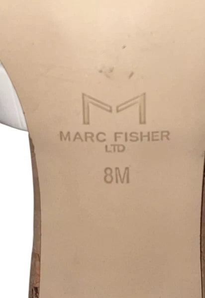 MARC FISHER LTD Naniya White Block Heels Chain Buckle Slides Women’s Size US 8M