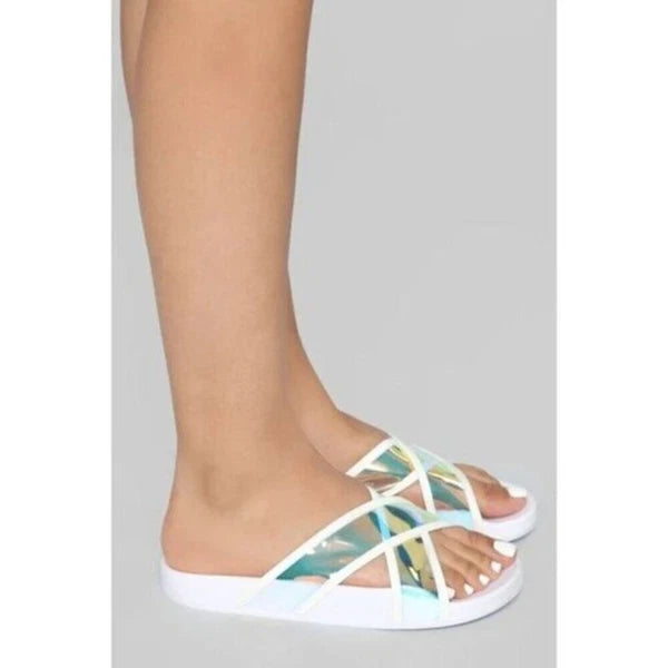 Look Here Slide Slip On Sandal White 8.5