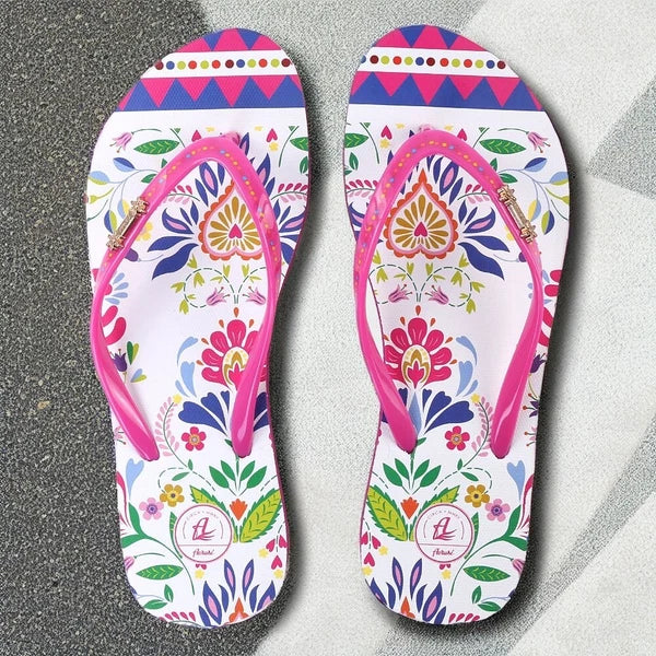 Aerusi Women Fashion Print Summer Beach Thong Flip Flops Non-Slip Casual Sandals