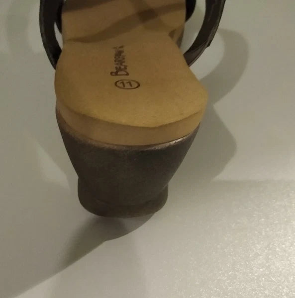 Bear Paw Noelle Dark Brown Slide Wedge Hill Sandals Size 11 Strappy Super Cute