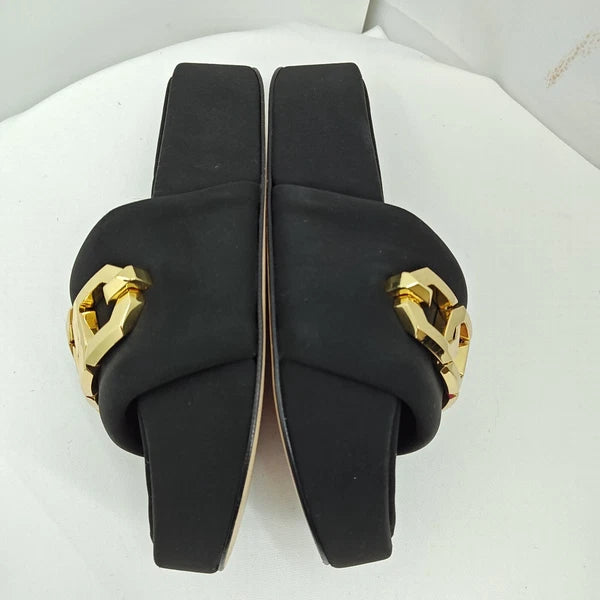 GOOD AMERICAN Chain Platform Slide Neoprene Black Size 8 Fashion Cute Sandals