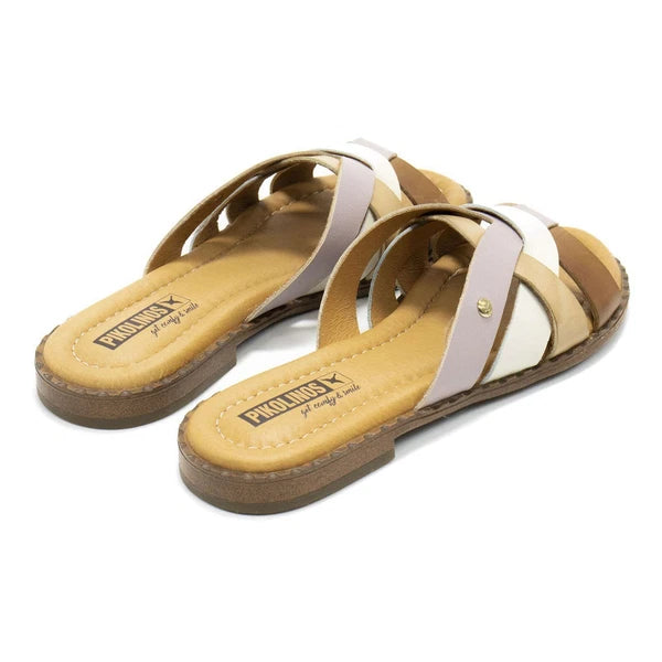 New Pikolinos Algar Leather Slide-On Strap-Design Women’s Flats