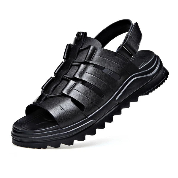 Men's Roman Sandals Leather Flat Open Toe Shoes Beach Summer Outdoor Casual 2025